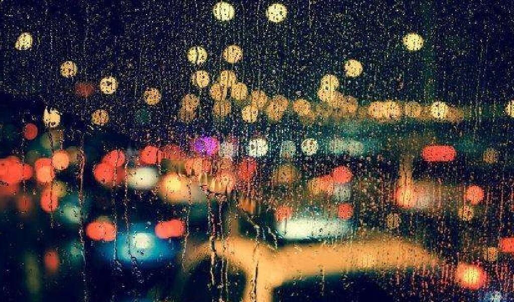 車から見た雨の風景