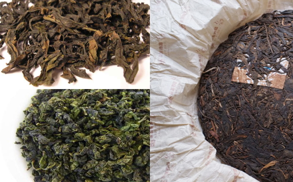 プーアル茶と烏龍茶の違い　岩茶、鉄観音、プーアル茶の外観比較